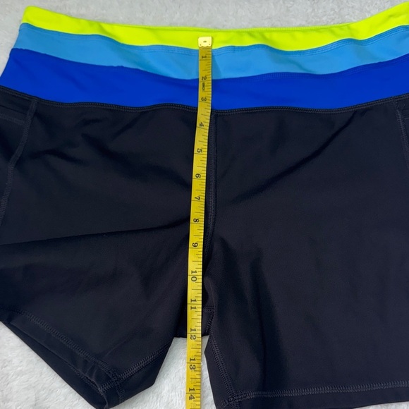 Black and Blue Athletic Shorts with Tricolor Waistband - Picture 5 of 5